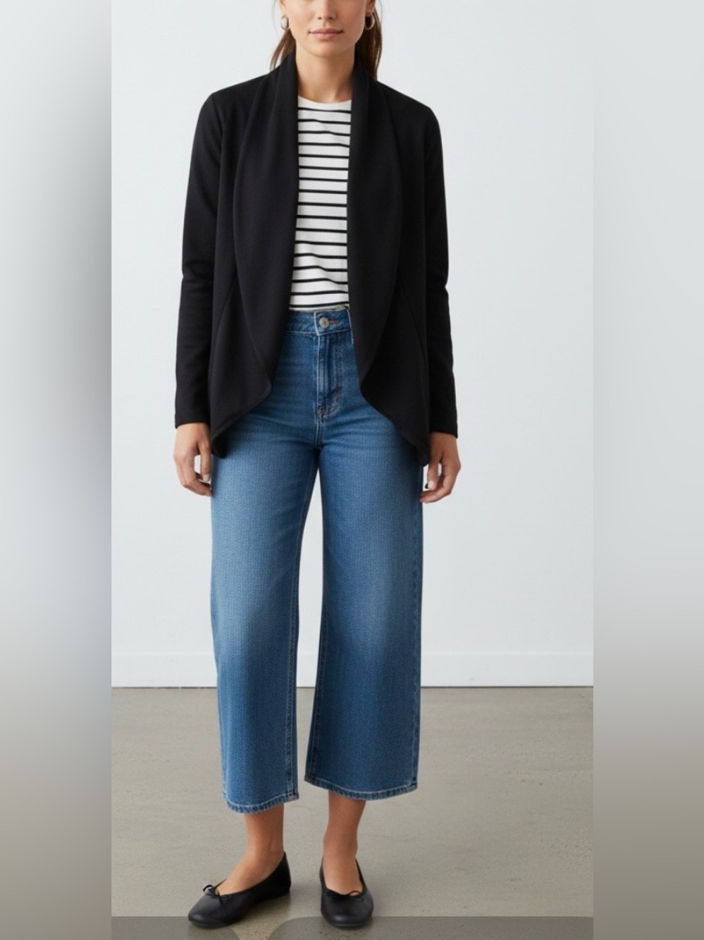 ANTHROPOLOGIE Shrug DREW MORRISON Black Shawl-Collar Fleece-lined Wrap/Jacket